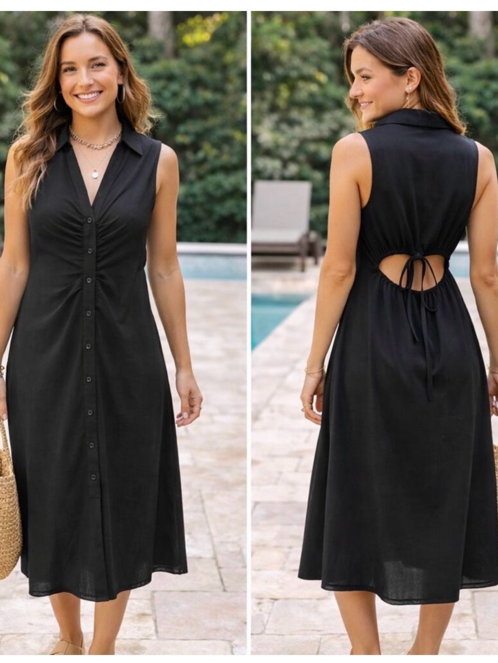 Astr Black Textured Collared Sleeveless Top